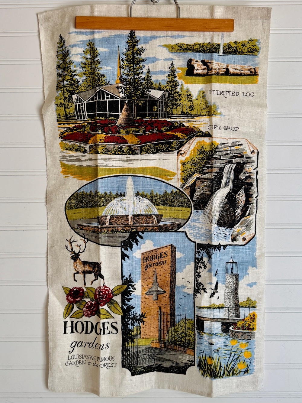 Vintage Hodges Gardens Louisiana Linen Souvenir Towel